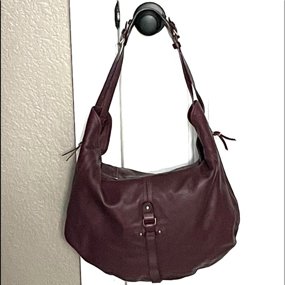 NWT - JEROME DREYFUSS “BOB” LEATHER HANDBAG (BURGUNDY) - Picture 2 of 14